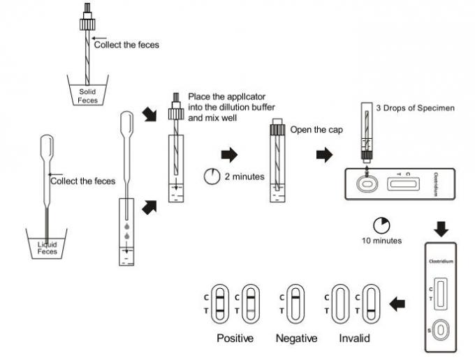 세륨은 옆 교류 Immunochromatographic 분석실험 클로스트리듐속의 세균 difficile GDH 급속한 시험 카세트를 증명했습니다